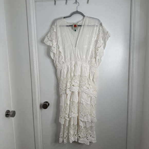 FARM Rio Off-White Richelieu Midi Dress - XL - Picture 2 of 4